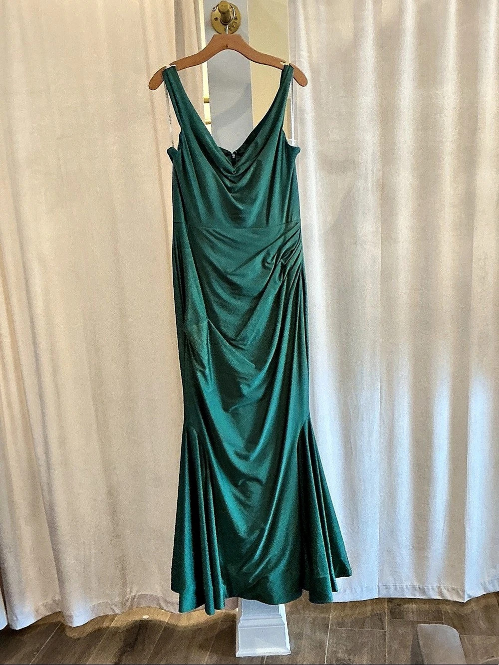Green Draped Maxi Dress Like New